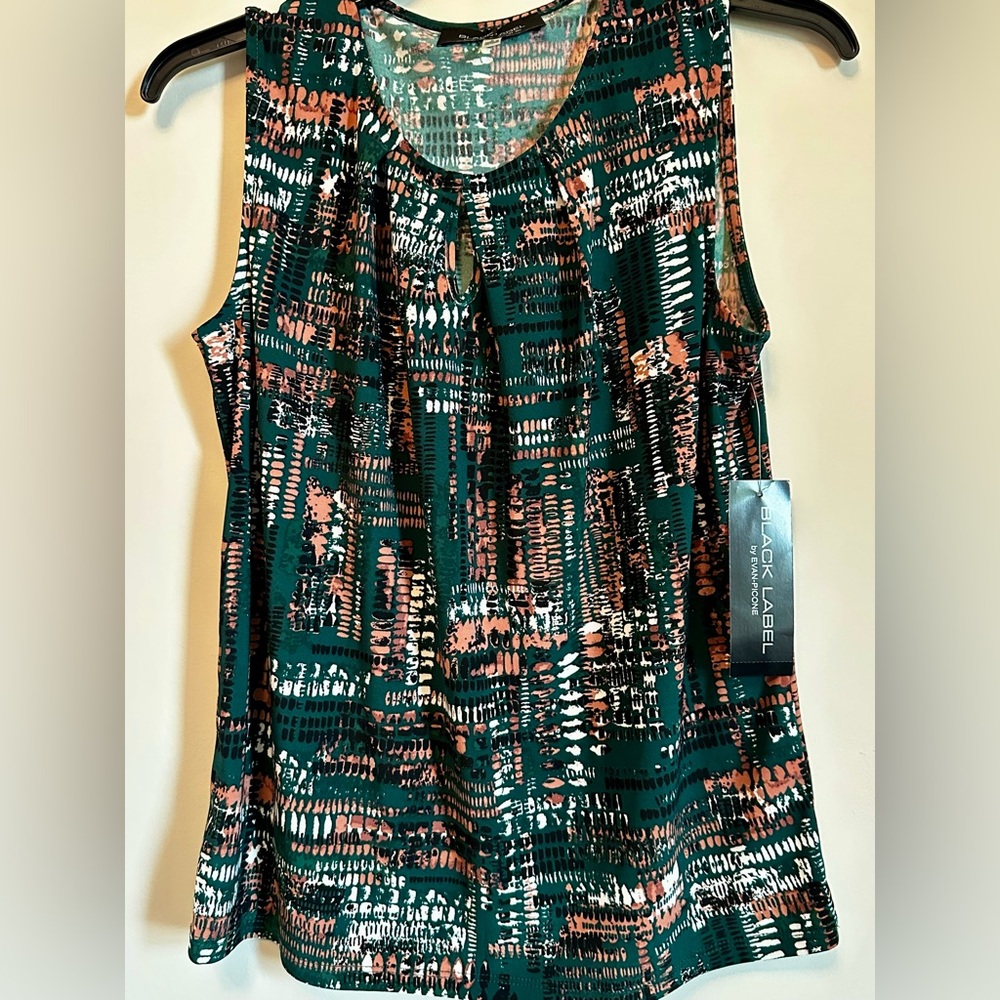 Black Label by Evan-Picone Womens Keyhole Neck Sleeveless Blouse